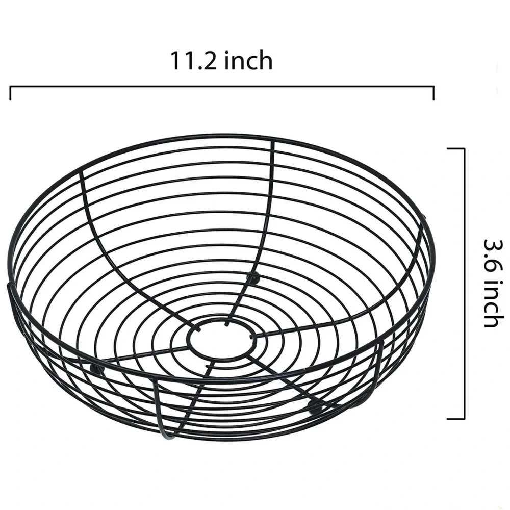 Modern Cottage Matte Black Iron Centerpiece Tabletop Basket Round Like New